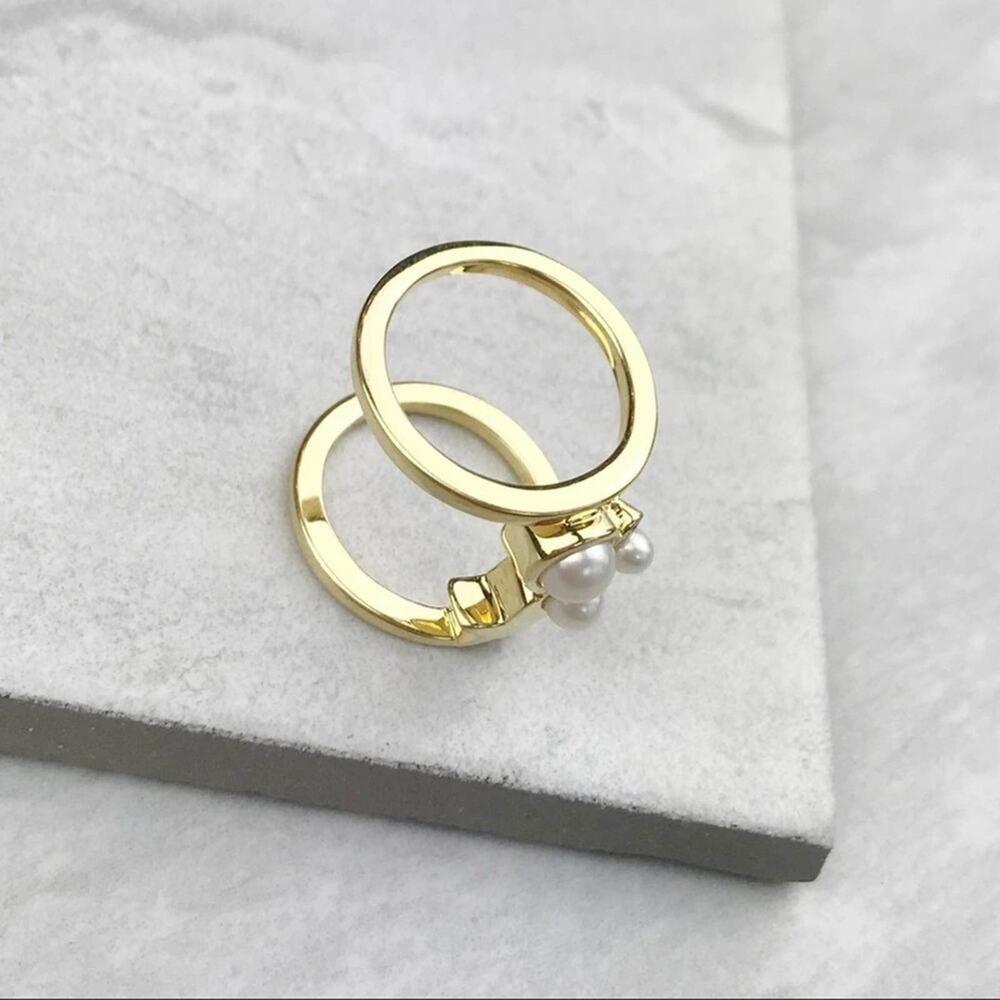 NEW Anthropologie Gold & Pearl Star Galaxies Ring - Picture 15 of 15